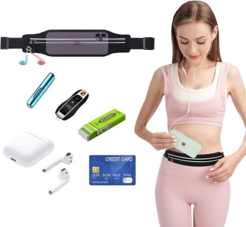 Slim Running Belt Fanny Pack for Men Women, Running Hiking Cycling Phone Holder, Reflective Runners Pouch Waist Pack for Workout, Money Belt, Running Gear Accessories Gift Fits All Size Phones - Image 2