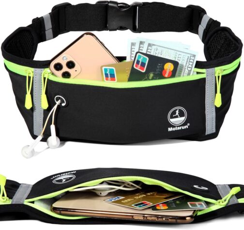 Slim Running Belt Fanny Packs for Women and Men, Waist Pack Runners Bag Money Belt Phone Holder for Running Sports Hiking Traveling - Black - Image 3