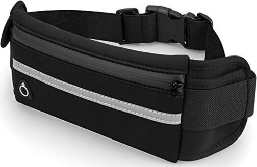 Slim Running Belt Fanny Packs for Women and Men, Waist Pack Runners Bag Money Belt Phone Holder for Running Sports Hiking Traveling, Adjustable Belt Pouch fits Most Phone and Waist Sizes (Black)