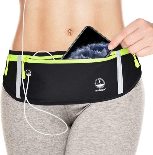 Slim Running Belt Fanny Packs for Women and Men, Waist Pack Runners Bag Money Belt Phone Holder for Running Sports Hiking Traveling - Black - Image 6