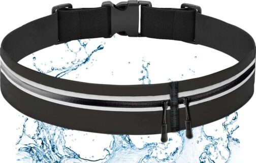 Slim Running Belt Fanny Pack for Women Men, Runners Phone Holder Gift Jogging Pouch Workout Waist Belt, Money Belt Running Gear Accessories For All Cell Phones Black