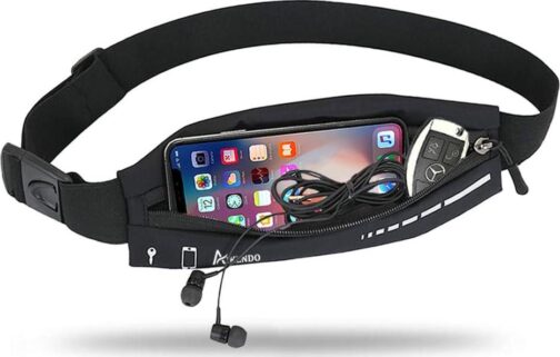 Slim Running Belt for Women Men,Runners Fanny Pack Phone Holder,Run Pouch Waist Belt for Workout Jogging,Money Belt Running Gift Gear Accessories(Black)