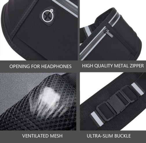 Slim Running Belt for Women and Men, Small Fanny Pack Waist Pack, Money Belt Phone Holder for Running, Reflective Running Pouch Belt for Hiking Cycling Workout - Image 5