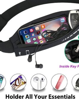Slim Running Belt for Women Men,Runners Fanny Pack Phone Holder,Run Pouch Waist Belt for Workout Jogging,Money Belt Running Gift Gear Accessories(Black)