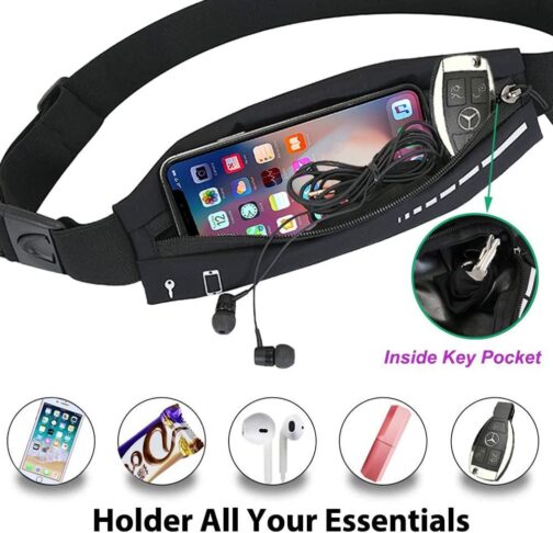 Slim Running Belt for Women Men,Runners Fanny Pack Phone Holder,Run Pouch Waist Belt for Workout Jogging,Money Belt Running Gift Gear Accessories(Black) - Image 2