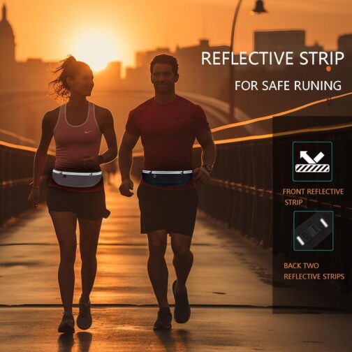 Slim Running Belt for Women and Men, Small Fanny Pack Waist Pack, Money Belt Phone Holder for Running, Reflective Running Pouch Belt for Hiking Cycling Workout - Image 4