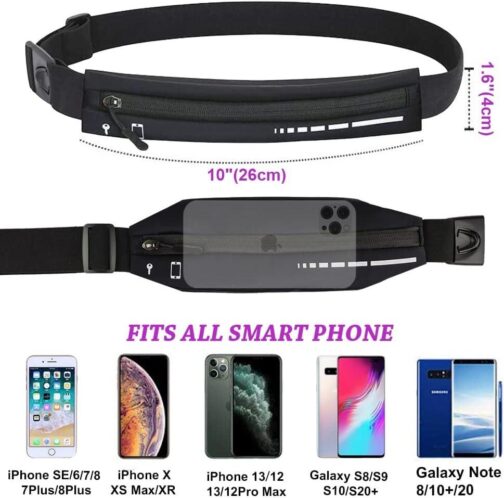 Slim Running Belt for Women Men,Runners Fanny Pack Phone Holder,Run Pouch Waist Belt for Workout Jogging,Money Belt Running Gift Gear Accessories(Black) - Image 3