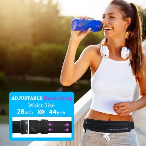 Slim Running Belt for Women Men,Runners Fanny Pack Phone Holder,Run Pouch Waist Belt for Workout Jogging,Money Belt Running Gift Gear Accessories(Black) - Image 4