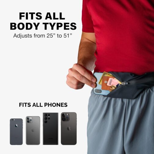 Slim Running Belt for Women and Men [Fits ALL Phones], Runners Fanny Pack for Men, Running Belt, Money Belt, Running Gear, Waist Bag Workout Gear, Fishing Belt, iPhone Running Phone Holder Waist Pack - Image 2