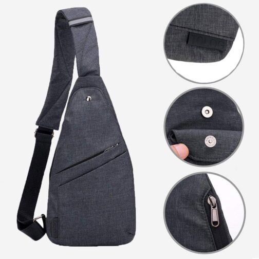 Sling Bag Anti-Thief Crossbody Personal Pocket Bag Lightweight Chest Shoulder Backpack for Travel Hiking (Dark Grey) - Image 6