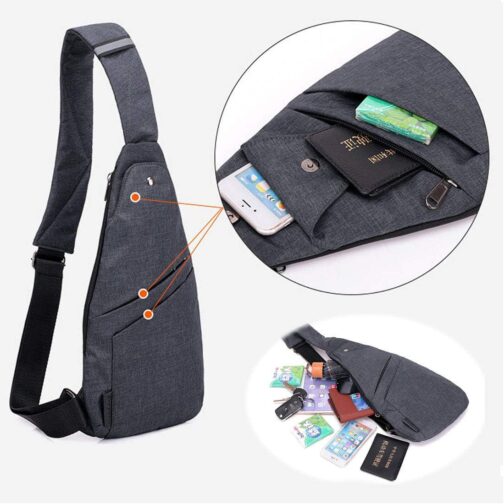 Sling Bag Anti-Thief Crossbody Personal Pocket Bag Lightweight Chest Shoulder Backpack for Travel Hiking (Dark Grey) - Image 4