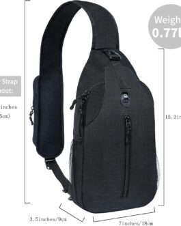 Sling-Bag Crossbody-Bag Women-Men Backpack-Daypack – Hiking Chest Travel with Water Bottle Pocket Portable Hiking Daypacks For Women Black