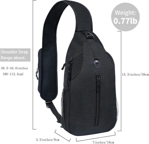 Sling-Bag Crossbody-Bag Women-Men Backpack-Daypack - Hiking Chest Travel with Water Bottle Pocket Portable Hiking Daypacks For Women Black - Image 2