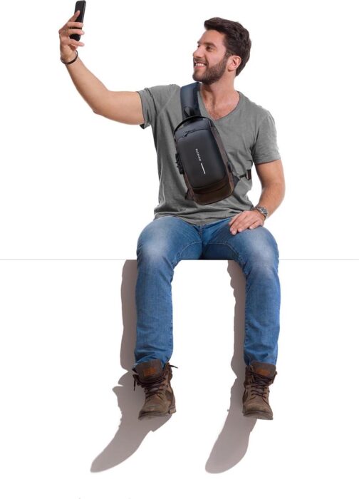 Sling Bag for Men | Anti-theft Crossbody Bag - PU Leather Crossbody Shoulder Bag - Chest Bag for Daily use - Image 2