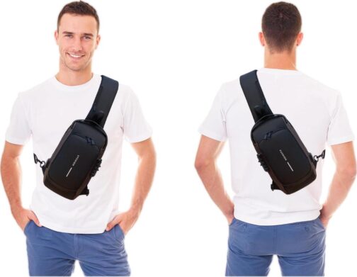 Sling Bag for Men | Anti-theft Crossbody Bag - PU Leather Crossbody Shoulder Bag - Chest Bag for Daily use - Image 3