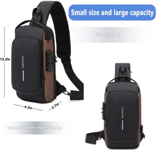 Sling Bag for Men | Anti-theft Crossbody Bag - PU Leather Crossbody Shoulder Bag - Chest Bag for Daily use - Image 5