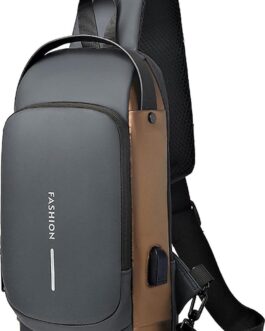Sling Bag for Men Anti-Theft USB Crossbody Backpack Waterproof Chest Daypack