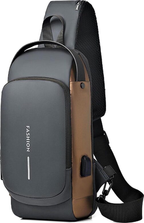 Sling Bag for Men Anti-Theft USB Crossbody Backpack Waterproof Chest Daypack