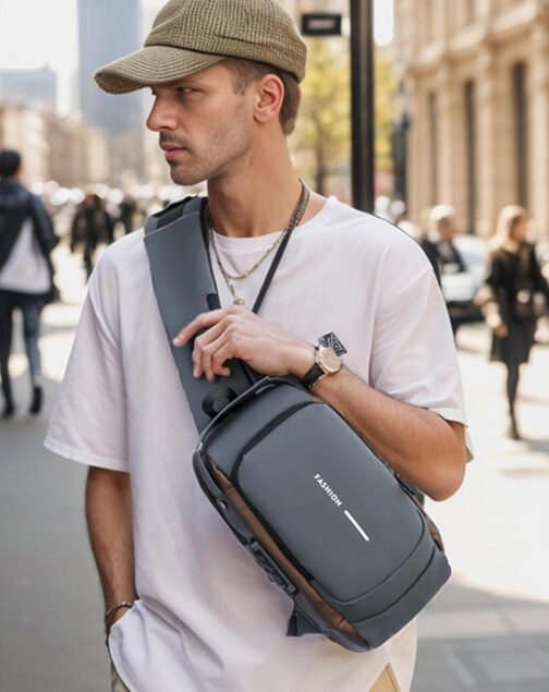 Sling Bag for Men Anti-Theft USB Crossbody Backpack Waterproof Chest Daypack - Image 7