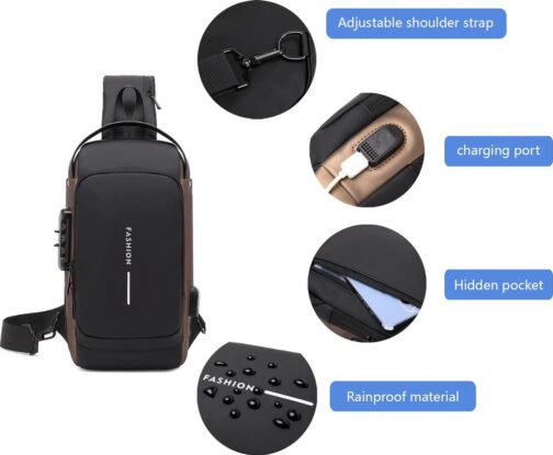 Sling Bag for Men | Anti-theft Crossbody Bag - PU Leather Crossbody Shoulder Bag - Chest Bag for Daily use - Image 6