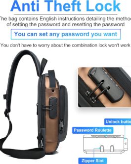 Sling Bag for Men Anti-Theft USB Crossbody Backpack Waterproof Chest Daypack