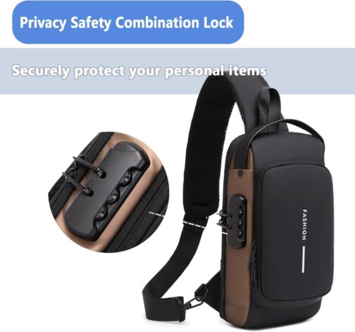Sling Bag for Men | Anti-theft Crossbody Bag - PU Leather Crossbody Shoulder Bag - Chest Bag for Daily use - Image 4