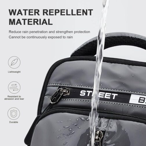 Sling Bag for Men Women, Mini Anti Theft One Strap Motorcycle Sling Backpack, Small Sling Chest Bag Daypack Crossbody Backpack for Casual Travel Hiking Gym Outdoor Sports Grey - Image 4