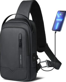Sling Bag for Men Women Chest Bag Should Bags for 11.3 Inch iPad with USB Charging Port Water-Resistant Crossbody Sling Backpack LightWeight Anti-Theft Casual Daypack for Travel Sports Hiking-Black