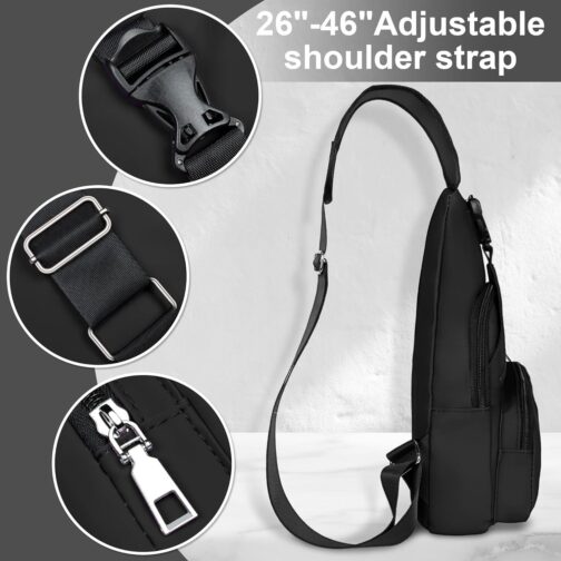 Sling Bag for Women Mens Crossbody Bag, Chest Bag Sling Backpack with USB Charging Port for Walking Hiking - Image 4