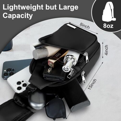 Sling Bag for Women Mens Crossbody Bag, Chest Bag Sling Backpack with USB Charging Port for Walking Hiking - Image 3