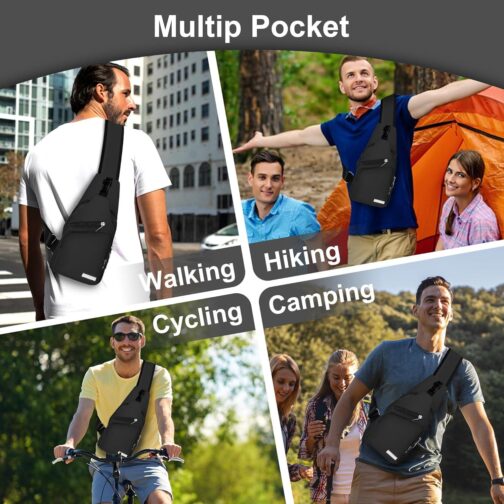 Sling Bag for Women Mens Crossbody Bag, Chest Bag Sling Backpack with USB Charging Port for Walking Hiking - Image 6