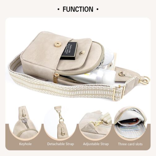 Sling Bag for Women,Small Crossbody Bags,Leather Cross Body Bag for Travel,Crossbody Purses Gifts Removable Strap - Image 3