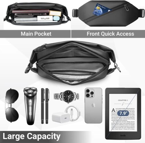 Sling Crossbody Bag for Men,Small Shoulder Bag Chest Bag Cross Body Bag Sling Backpack,7.9 Inch Compact Waterproof Lightweight Casual Daypack for Men Women Travel Hiking Walking Work Gym Outdoor Sport - Image 5