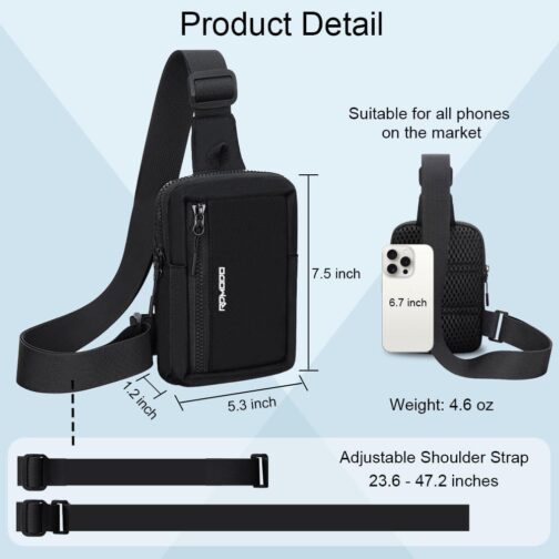 Small Crossbody Bags for Women Men Waterproof Nylon Chest Bag with Adjustable Strap Lightweight Sling Bag Shoulder Bag - Image 2