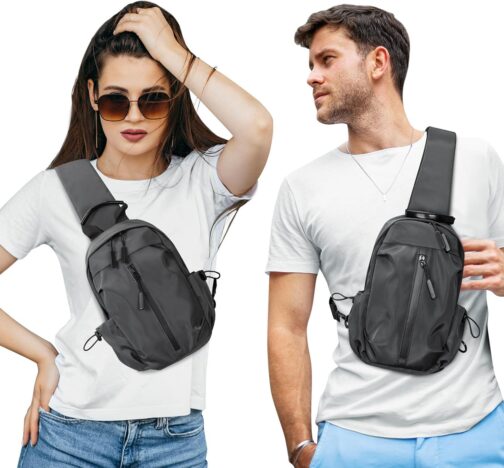 Small Crossbody Sling Bag for Women Men, Nylon Sling Backpack Chest Bag Cross Body Bag Hiking Travel Outdoor USB Charger Port - Image 4