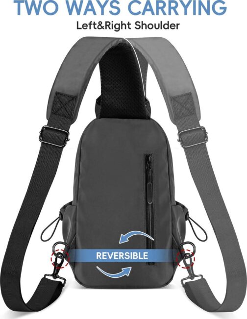 Small Crossbody Sling Bag for Women Men, Nylon Sling Backpack Chest Bag Cross Body Bag Hiking Travel Outdoor USB Charger Port - Image 6