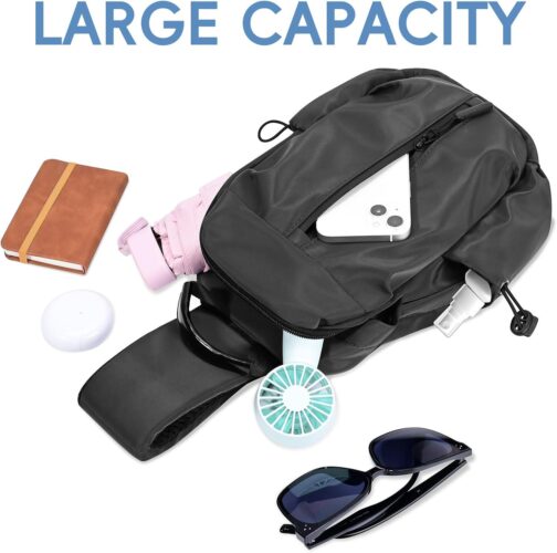 Small Crossbody Sling Bag for Women Men, Nylon Sling Backpack Chest Bag Cross Body Bag Hiking Travel Outdoor USB Charger Port - Image 7