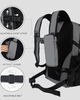 Small Hiking Backpack, 20L Lightweight Travel Backpack with Phone Pocket, Hiking Daypack for Women Men,Grey