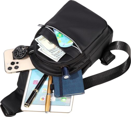 Small Sling Backpack Crossbody Sling Bag for Men Women, Chest Bag Daypack Fanny Pack Cross Body Bag for Outdoors Hiking Traveling - Black - Image 6
