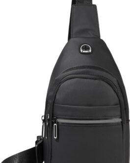 Small Sling Backpack Crossbody Sling Bag for Men Women, Chest Bag Daypack Fanny Pack Cross Body Bag for Outdoors Hiking Traveling – Black