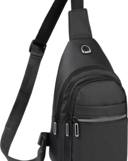 Small Sling Backpack Crossbody Sling Bag for Men Women, Chest Bag Daypack Fanny Pack Cross Body Bag for Outdoors Hiking Traveling – Black