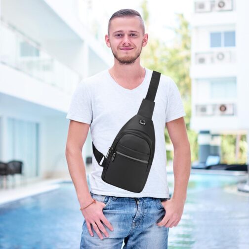 Small Sling Backpack Crossbody Sling Bag for Men Women, Chest Bag Daypack Fanny Pack Cross Body Bag for Outdoors Hiking Traveling - Black - Image 7