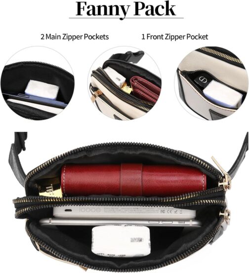 Small Sling Bag for Women Leather Crossbody Fanny Pack Chest Bag Purse with Guitar Strap - Image 2