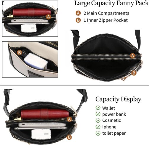 Small Sling Bag for Women Leather Crossbody Fanny Pack Chest Bag Purse with Guitar Strap - Image 3