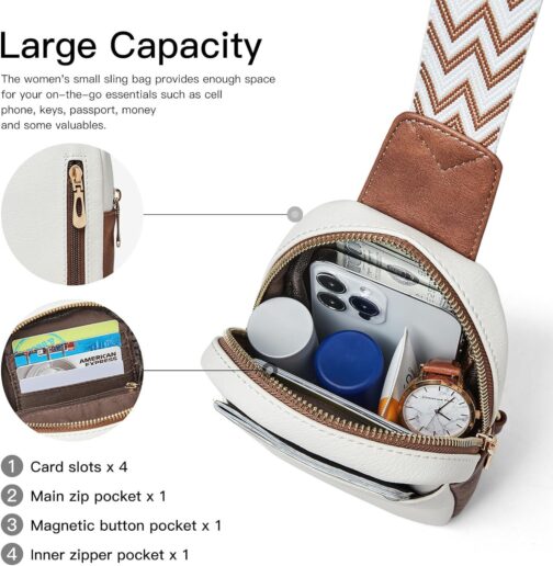 Small Sling Bag for Women Vegan Leather Crossbody Bag Purse for Women Trendy Fanny Packs Chest Bag for Travel - Image 3