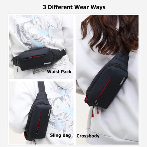 Sports Waist Pack Fanny Pack: Bumbag Beltbag Fannie Pack Waterresistant Adjustable 4-Zipper Pockets for Running Walking Hiking Traveling Biking Outdoor Man Woman Black - Image 6