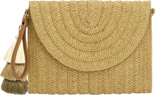 Straw Clutch Purse Women Crossbody Bag Summer Beach Shoulder Bags Envelope Wallet Handbags - Image 8