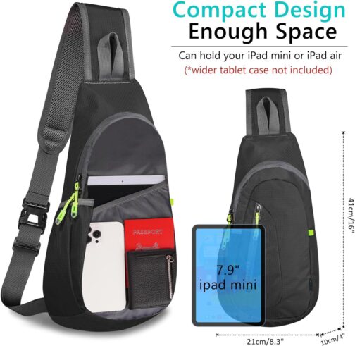 TITECOUGO Small Sling Bag, Lightweight Crossbody Backpack for Men Women, Shoulder Bag for Sports and Outdoor - Image 3