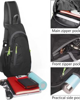 TITECOUGO Small Sling Bag, Lightweight Crossbody Backpack for Men Women, Shoulder Bag for Sports and Outdoor