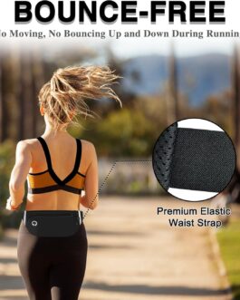 TORRYZA Fanny Packs for Women Men, Waterproof Waist Pack with Reflective Strip, Lightweight Slim Belt Bag with No-Bounce Adjustable Strap Running Travel Hiking Walking Sport(Black)